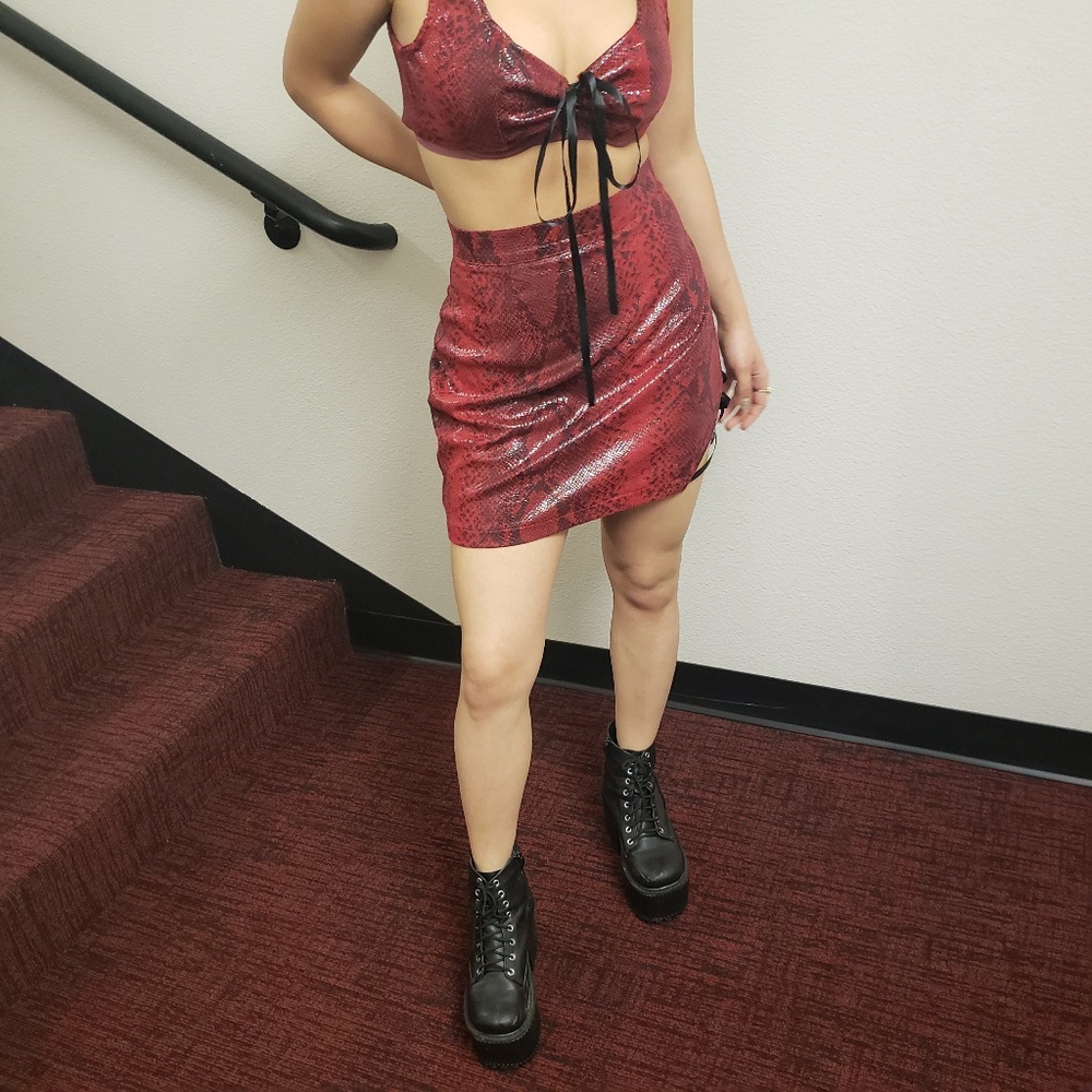 Snakeskin skirt and crop top set